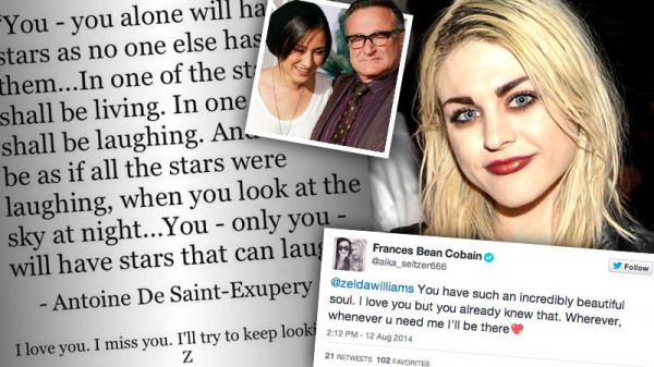 francis bean cobain reaches out to robin williams daughter zelda after suicide 2014