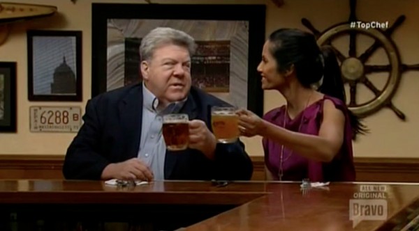 george wendt cheer on top chef boson with padma 2014