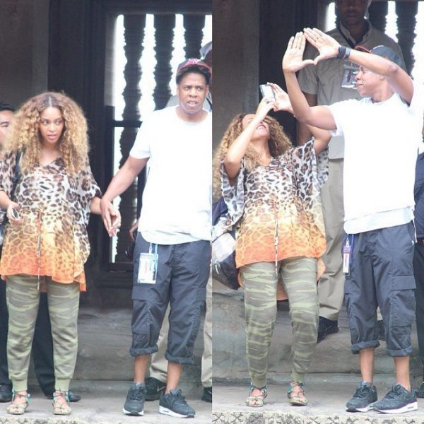 beyonce looking pregnant with jay z in cambodia vacation 2015 imags