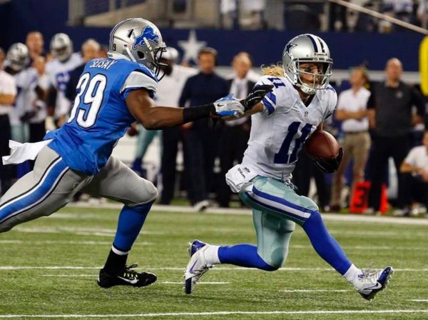 cole beasley cowboys breaks from detroit lions nfl wild card 2015 images
