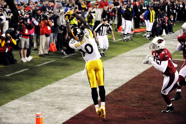 santonio holmes end zone snag most amazing super bowl moments in history 2015