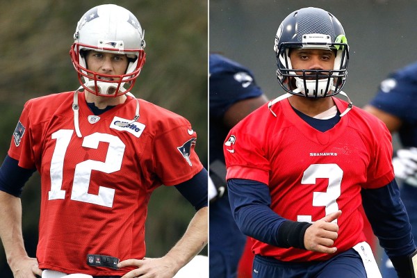 super bowl xlix predictions with tom brady russell wilson images