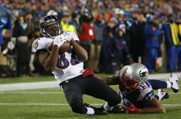 torrey smith pass from flacco ravens lose to patriots 2015 nfl