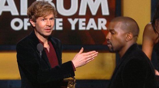 kanye west clown diss on beck at grammys 2015