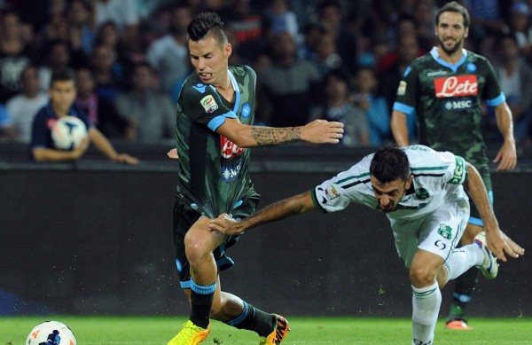napoli beats sassuolo serie a soccer 2015 images