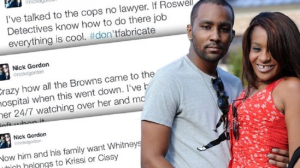 nick gordon uses twitter to lash out at Houston Brown family