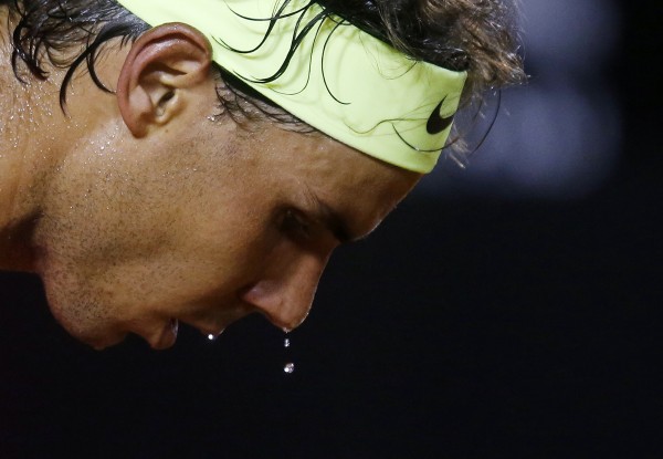 rafael nadal sweat dripping after defeating pablo cuevas rio tennis open 2015