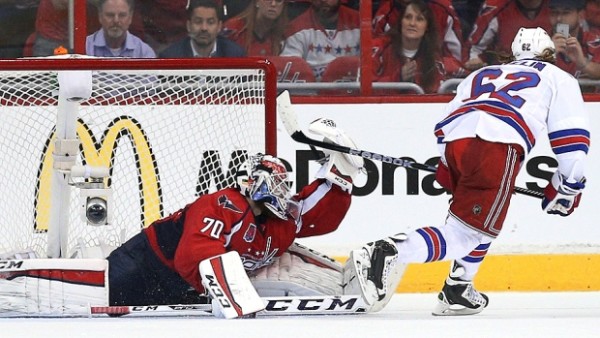 braden holtby protects his hole for capitals vs rangers stanley cup playoffs 2015
