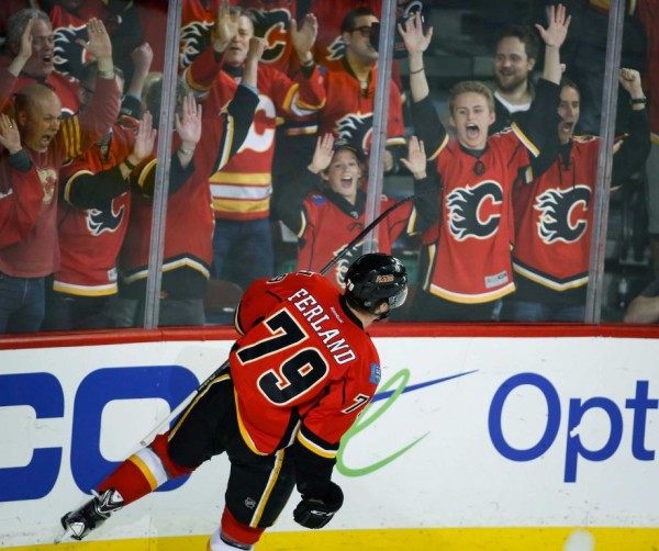 calgary flames michael ferland scores against ducks 2015 stanley cup playoffs