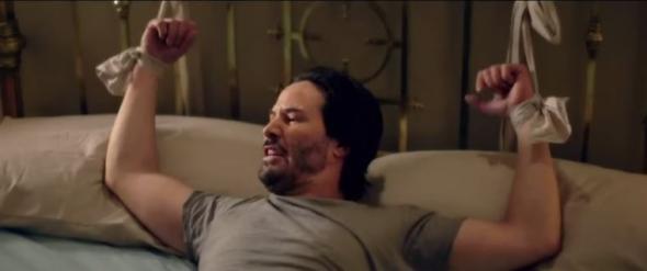 keanu reeves tied up for eli roths knock knock movie 2015
