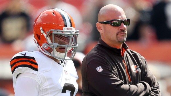 mike pettine browns coach with johnny manziel 2015