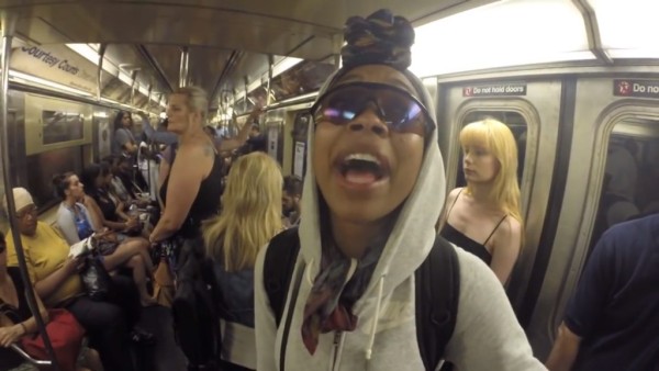 brandy singing on subway no one notices