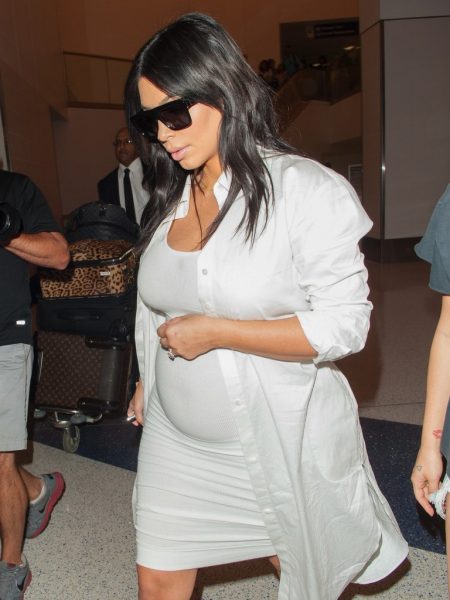 kim kardashian pregnant at lax 2015 gossip