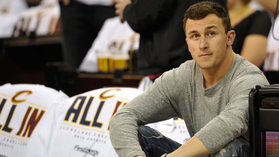johnny manziel at cleveland cavaliers game after rehab 2015
