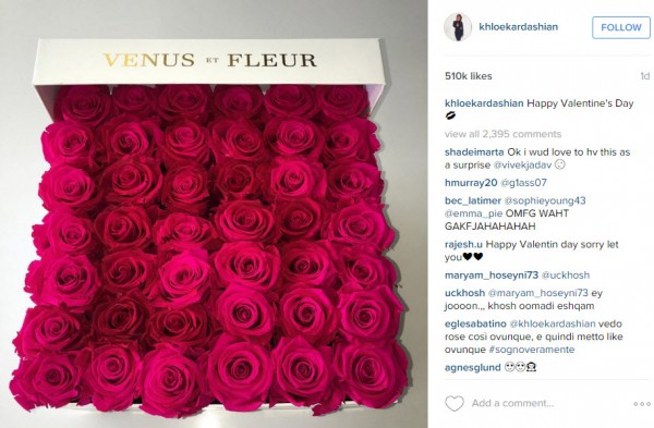 khloe kardashian valentines day flowers 2016