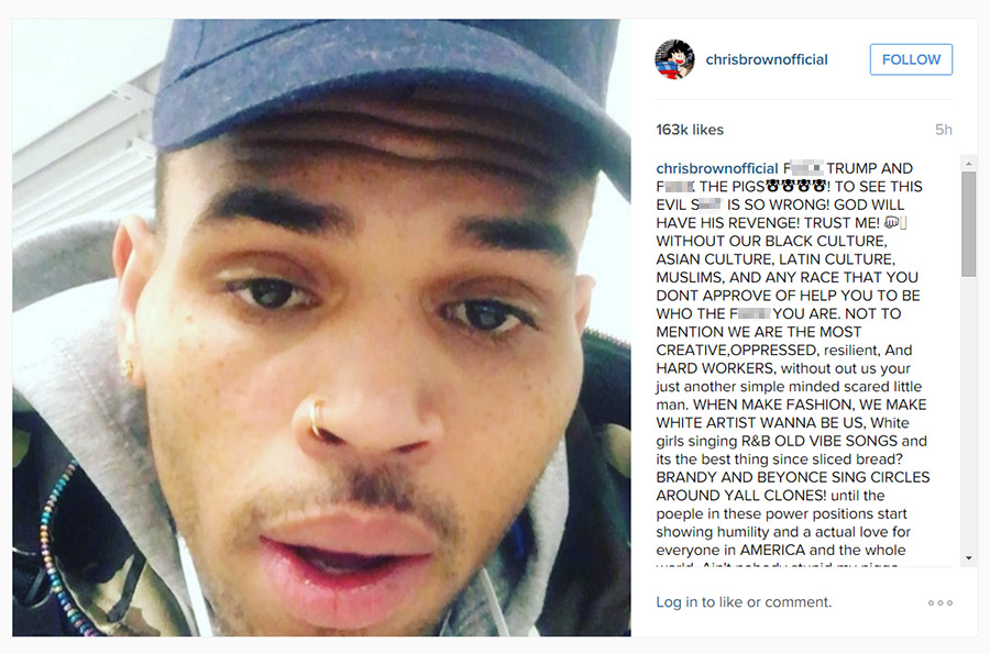 chris brown gives donald trump some fs 2016 gossip