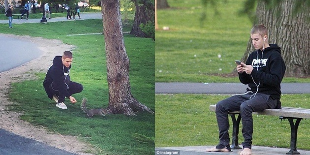 justin bieber reaching out to nature