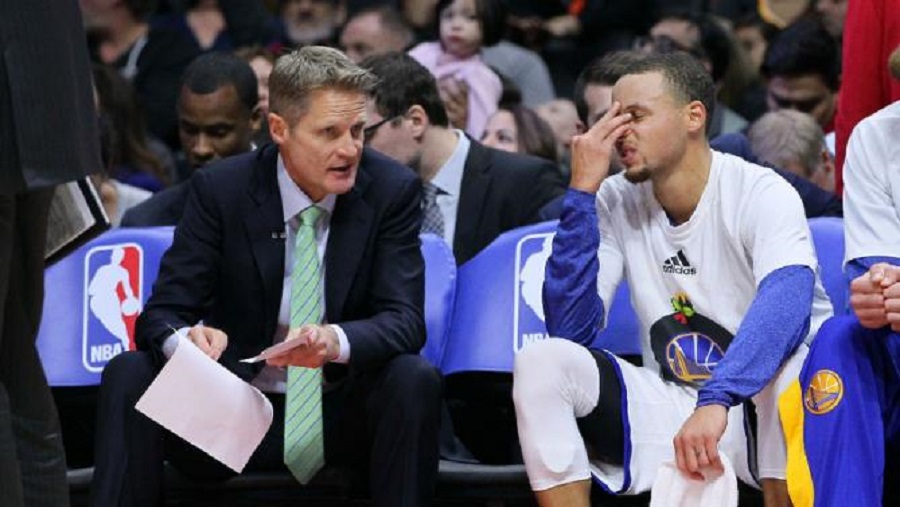 warriors steve kerr and stephen curry hit with NBA finals game 6 fines 2016 images