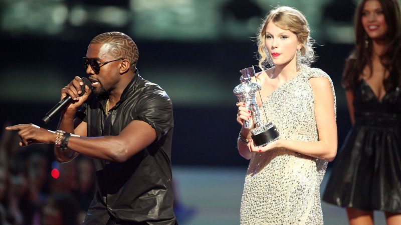 kanye west steals spotlight from taylor swift