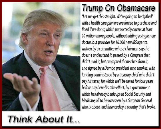 donald trump attacking obamacare to push forward