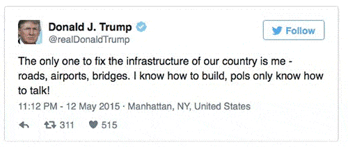 donald trump infrastructure tweet