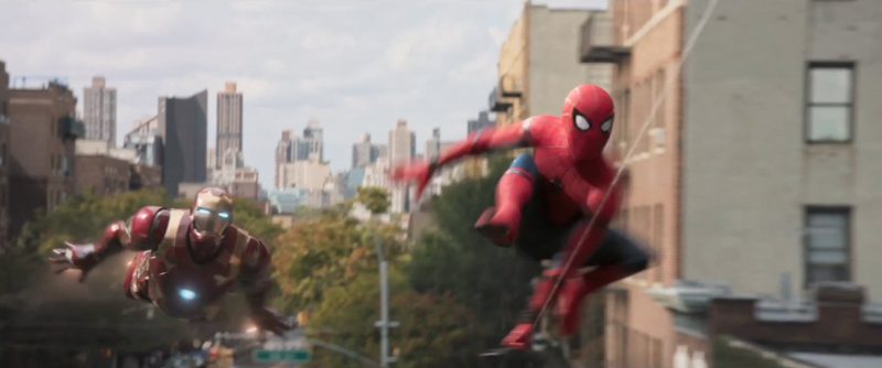 iron man with spider man homecoming flying