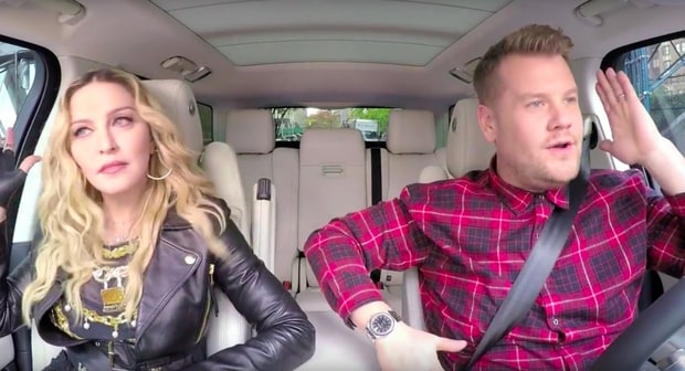 madonna vogues out with james corden