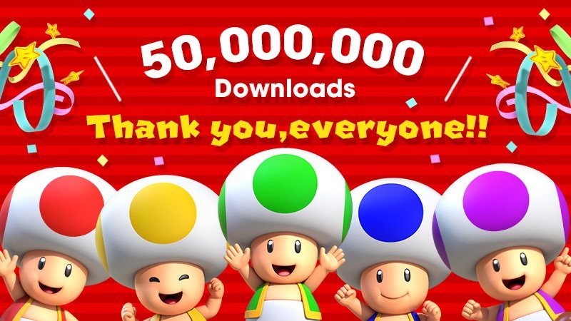 super mario brothers 50 million downloads 2016
