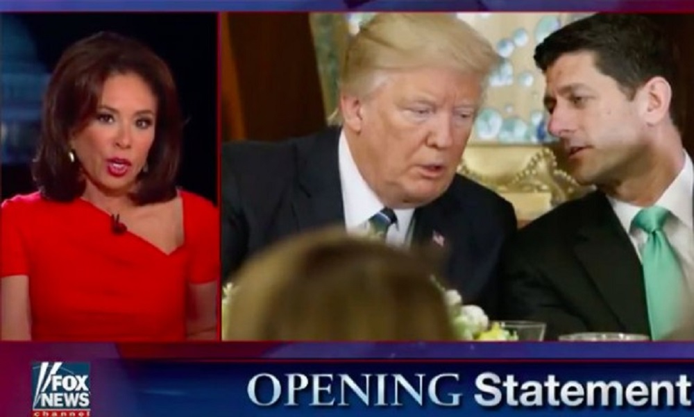 Donald Trump attacks Paul Ryan with Fox News' Jeanine Pirro 2017 images