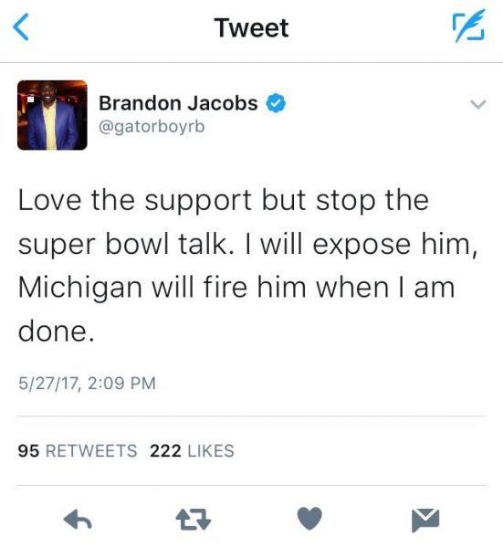 brandon jacobs jim harbaugh tweet