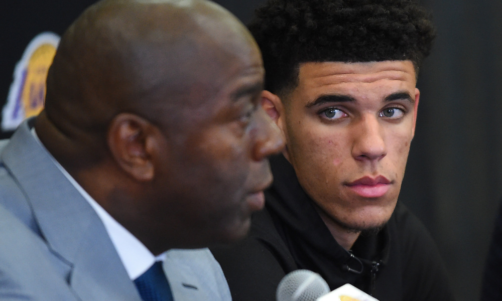 magic johnson sees plenty of lakers magic in lonzo ball 2017 images