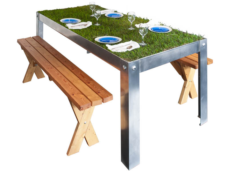 metal green picnic tables