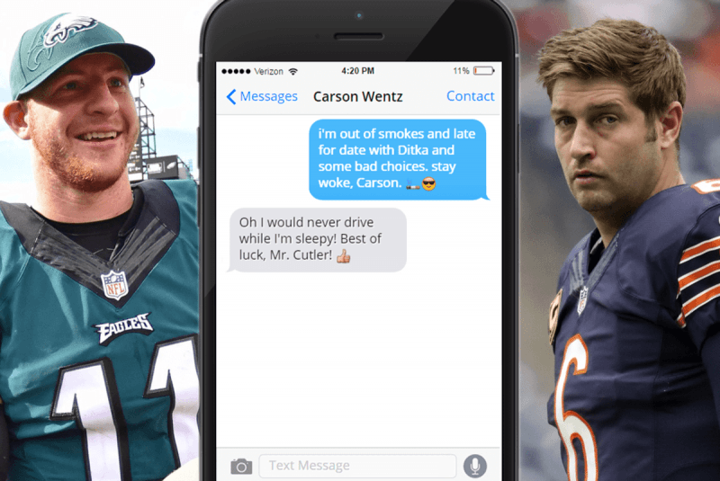carson wentz and jay cutler looking hot eagles beat off dolphins