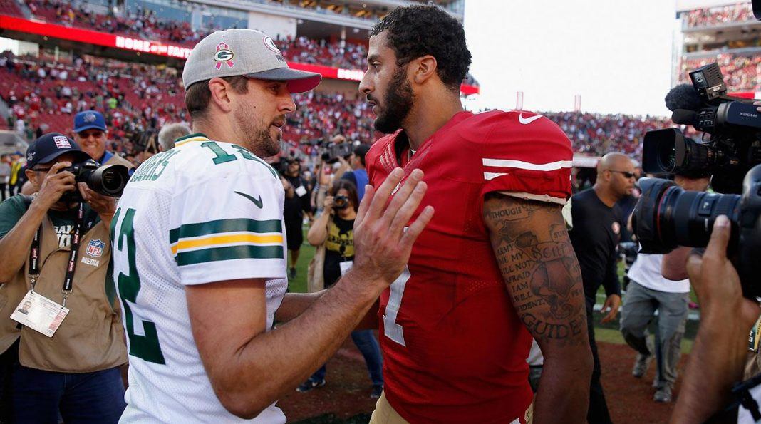 colin kaepernick finds a defender in packers aaron rodgers 2017 images