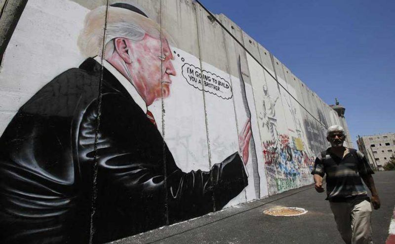 donald trump wall mural in israel build you a brother