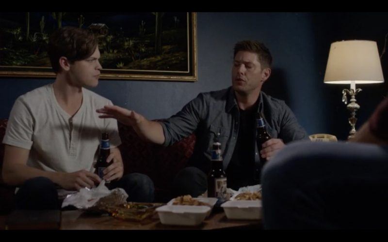 supernatural jack learning from dean drinking beer eating fries mttg