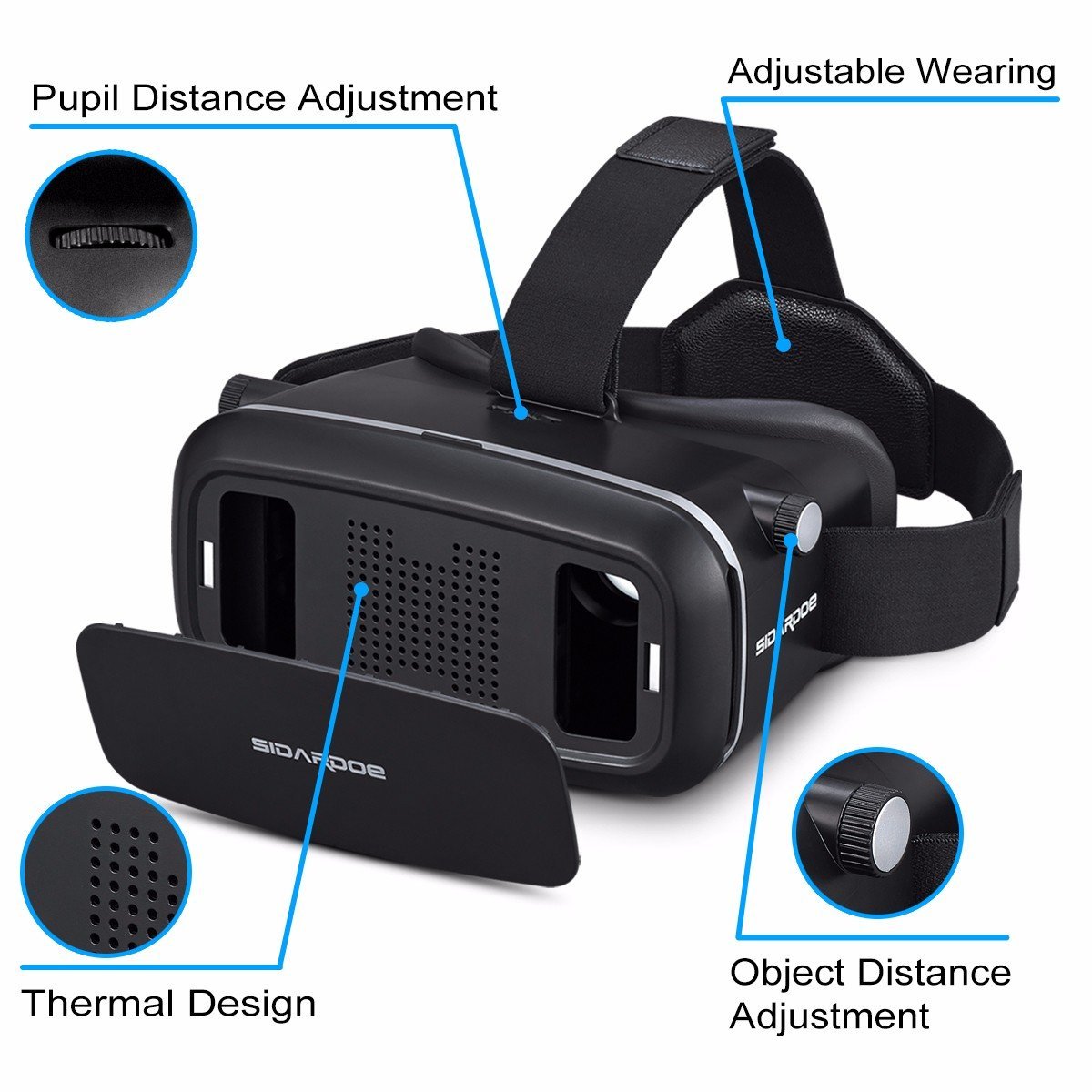 Lightweight VR Headset VR 3D Virtual Reality Headset for Movies and Games VR Glasses Goggles Compatible with iPhone & Android Phone Adjustable Pupil & Object Distance 2K Anti-Blue Lenses 