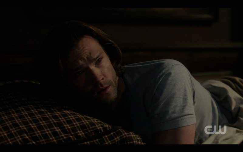 sam winchester in bed waking up to castiel hot with dean supernatural