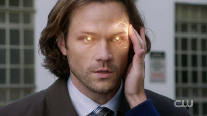 sam winchester touched by jack with lit up eyes for mom bad place