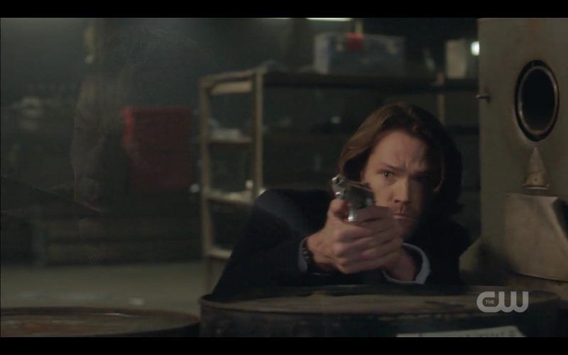 supernatural sam winchester holding gun out a most holy man