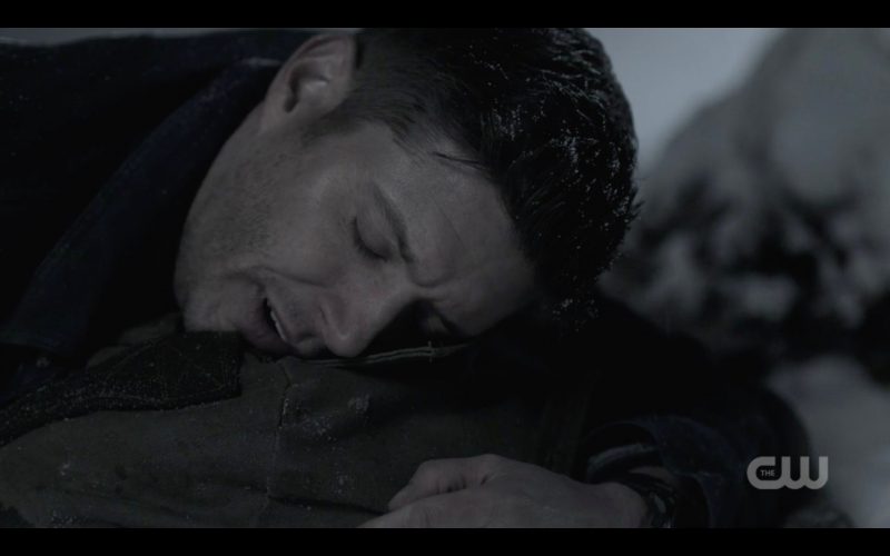 dean winchester falling over on face in spn snow
