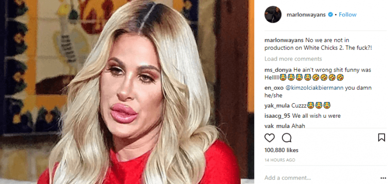 kim zolciak fires at marlon wayans white chicks comment on her image