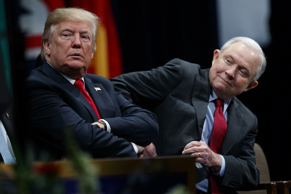 donald trump with jeff sessions on rob rosenstein firing ag