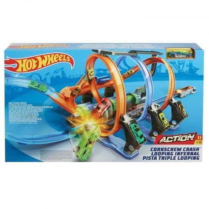 Hot Wheels Corkscrew Crash Track Set hottest boy toys holiday
