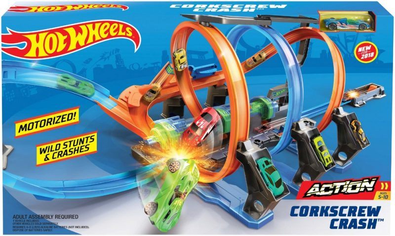 hot wheels corkscrew crash track set amazon