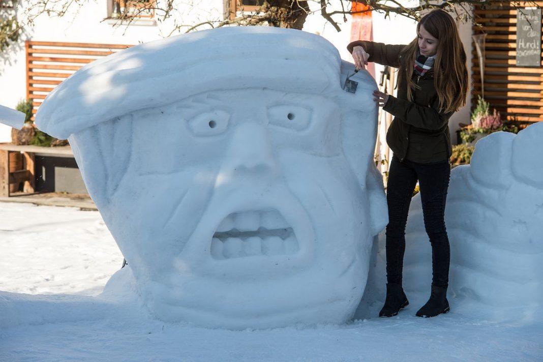 donald trump snowman during cold weather climate change debate