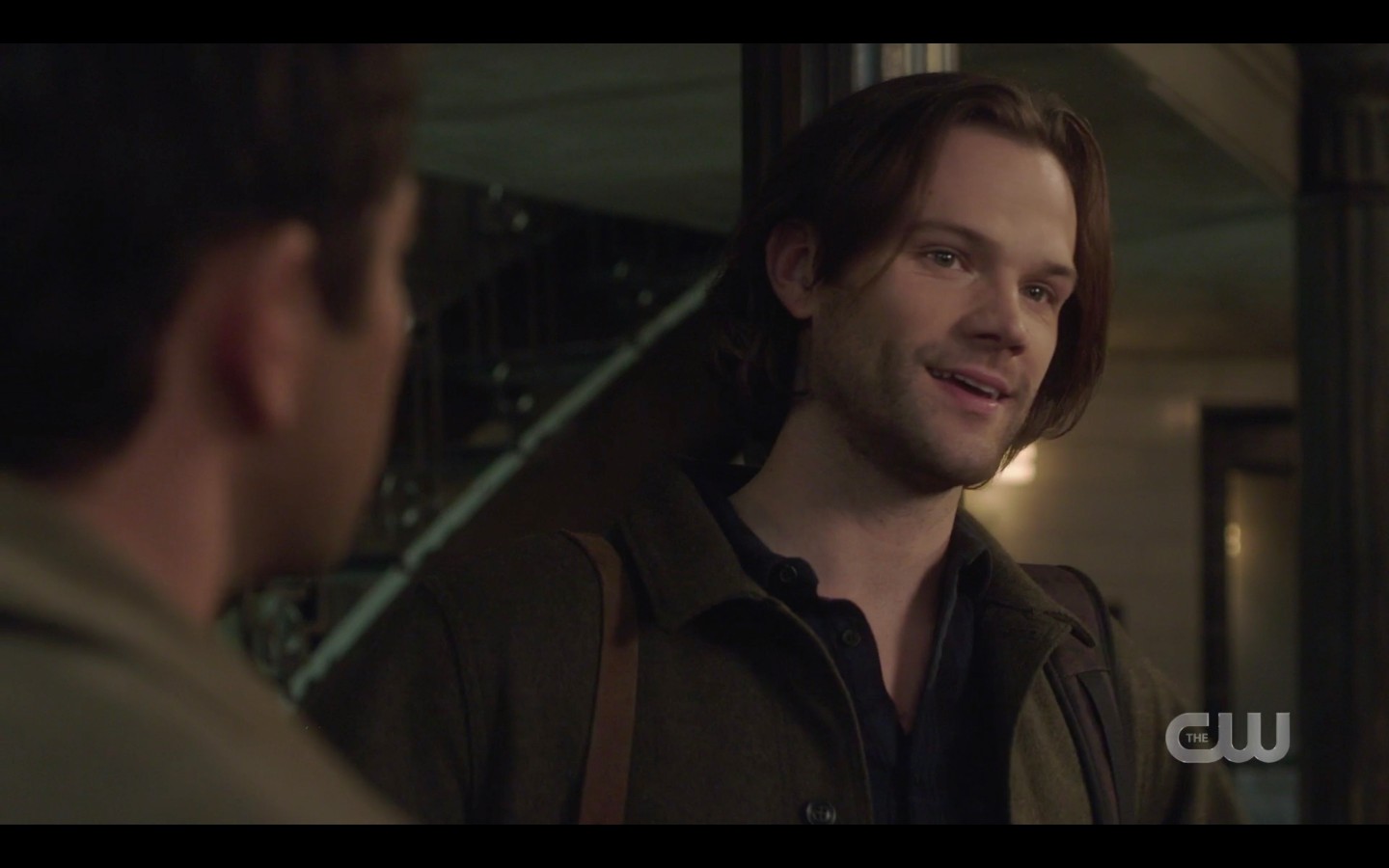 Sam Winchester glares at castiel about cardigan supernatural peace of mind