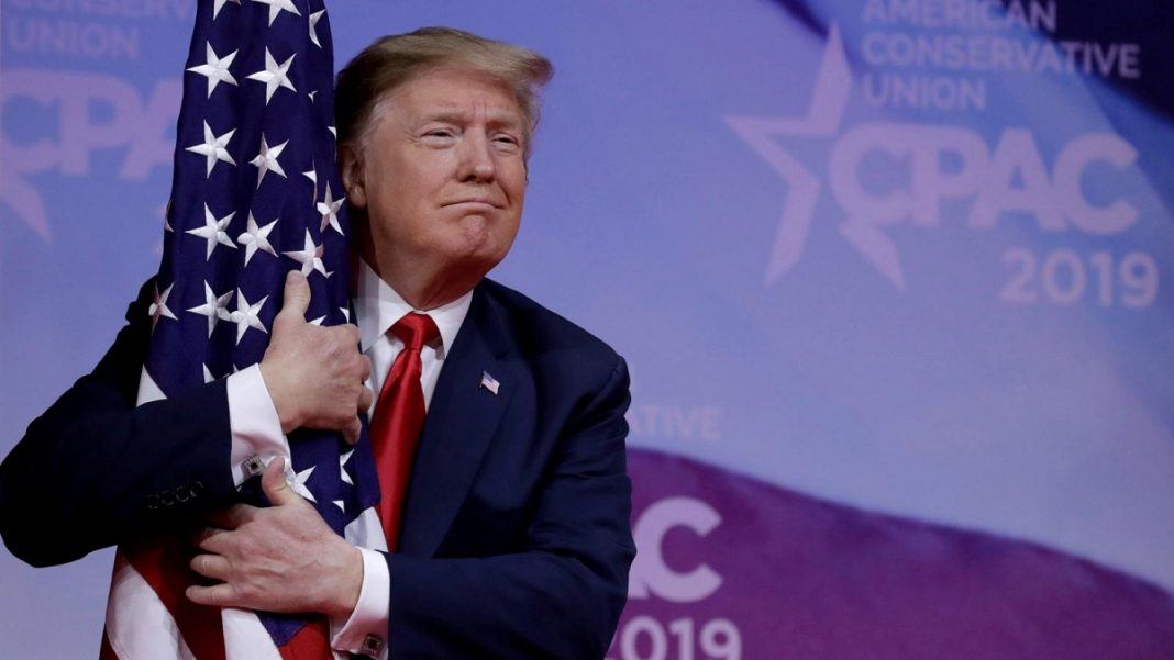 fact checking donald trumps story telling while hugging american flag 2019