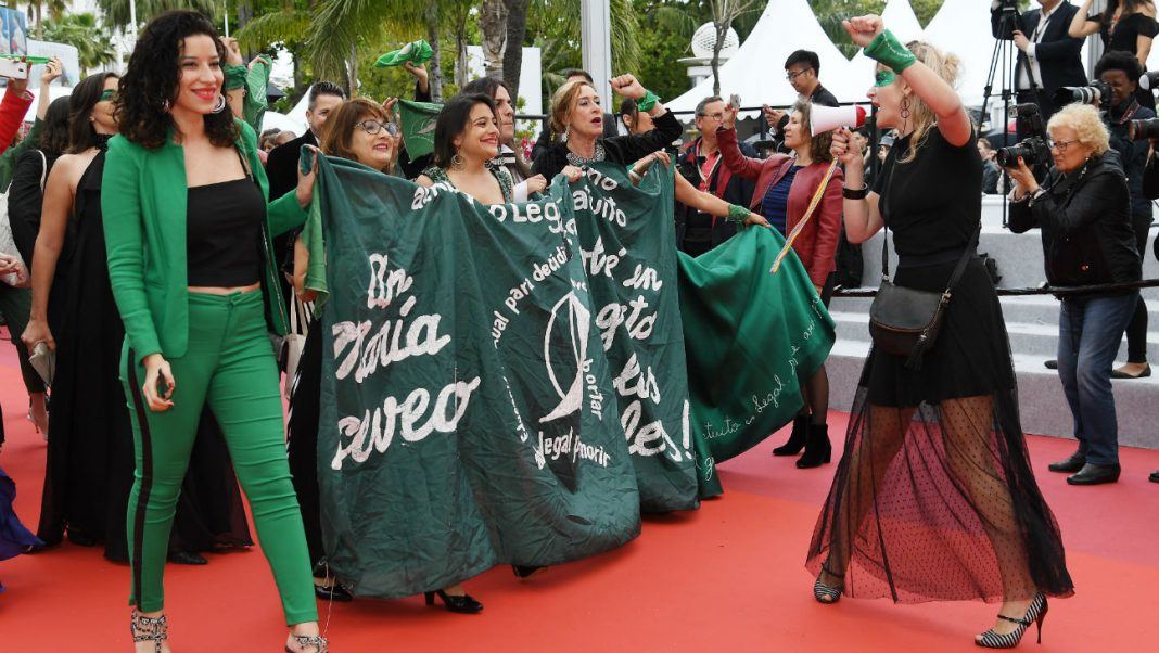 cannes 2019 abortion protest hits red carpet shining restores les miserable grabbed images