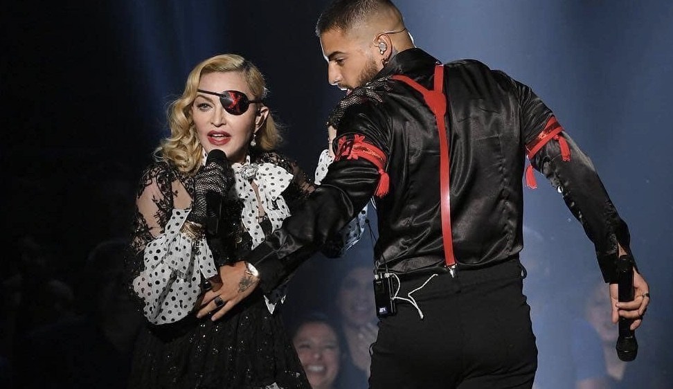 madonna gays it up with maluma eye patch at 2019 billboard music awards